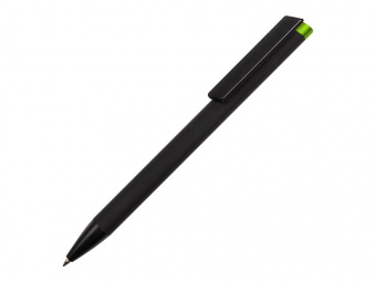 Ручка металлическая шариковая Taper Metal soft-touch (черный, зеленое яблоко)