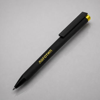 Ручка металлическая шариковая Taper Metal soft-touch (черный, желтый)