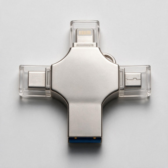 USB-флешка 3.0 на 32 Гб 4-в-1 Ultra в подарочной коробке (серебристый)