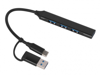 USB-хаб Link с коннектором 2-в-1 USB-C и USB-A, 2.0/3.0 (черный)