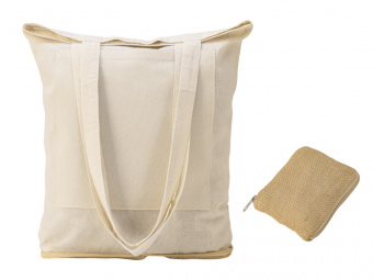 Складная сумка Jute из хлопка и джута с карманом (натуральный)