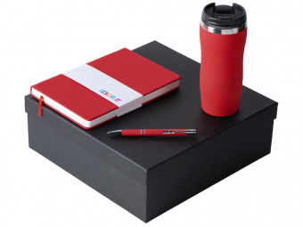 Подарочный набор Color it с блокнотом, металлической ручкой и термокружкой (красный, красный)
