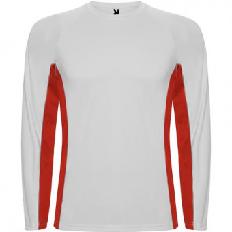 Спортивная футболка SHANGHAI L/S мужская, БЕЛЫЙ/КРАСНЫЙ 2XL