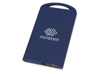 Портативное зарядное устройство Shine с зеркальной гравировкой, 4000 mAh (синий)
