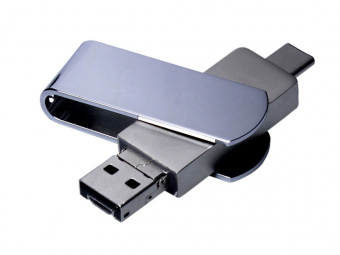 USB 2.0-флешка на 16 Гб 3-в-1 с разъемами Micro USB и USB-C (серебристый)