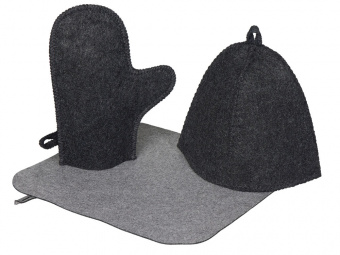 Банный набор из шапки, рукавицы и коврика Calm (серый)