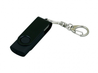 USB 2.0- флешка промо на 4 Гб с поворотным механизмом и однотонным металлическим клипом (черный)