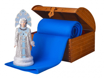 Подарочный набор: кукла фарфоровая, плед флисовый (синий, голубой, разноцветный)