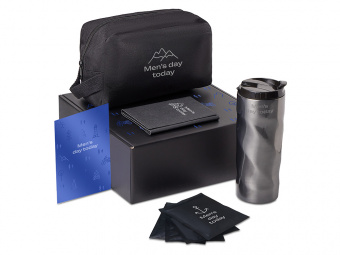 Подарочный набор Re:m. Road  с термокружкой, косметичкой и обложкой для паспорта (черный)