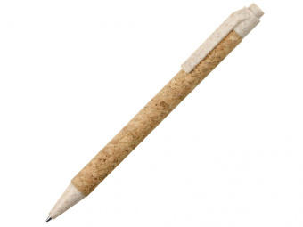 Ручка из пробки и переработанной пшеницы шариковая Evora (коричневый, бежевый)