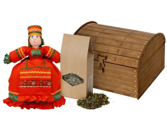 Подарочный набор Кремлевский: кукла на чайник, чай травяной (красный)