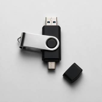USB3.0/USB Type-C флешка на 32 Гб Квебек C (черный)