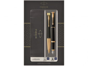 Набор Parker Urban: ручка перьевая, ручка шариковая (черный, золотистый)