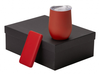 Подарочный набор COLOR IT с термокружкой и повербанком (красный)