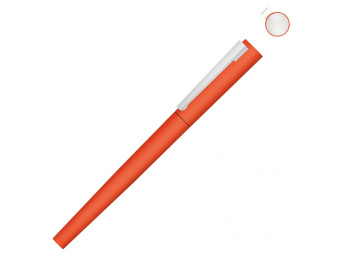 Ручка металлическая роллер Brush R GUM soft-touch с зеркальной гравировкой (оранжевый)