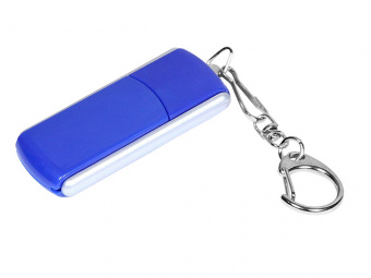 USB 2.0- флешка промо на 64 Гб с прямоугольной формы с выдвижным механизмом (синий, серебристый)