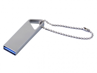 USB 2.0-флешка на 64 Гб с мини чипом и отверстием для цепочки (серебристый)