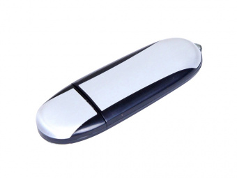 USB 2.0- флешка промо на 16 Гб овальной формы (серебристый, черный)