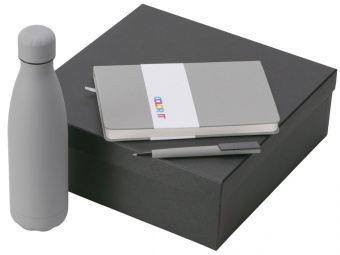 Подарочный набор COLOR IT c блокнотом, ручкой и термобутылкой (серый, серый, серый)