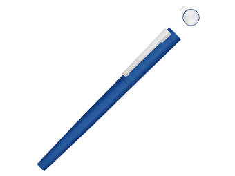 Ручка металлическая роллер Brush R GUM soft-touch с зеркальной гравировкой (синий)