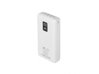 Внешний аккумулятор с дисплеем и встроенными кабелями VA2220, 20000 mAh (белый)