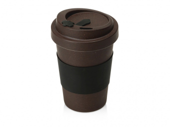 Стакан из кофе с силиконовой манжетой Latte (коричневый, черный)