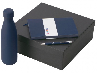 Подарочный набор Color it с блокнотом, металлической ручкой и термобутылкой (темно-синий, темно-синий, темно-синий)