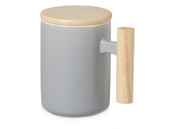 Кружка с ручкой и крышкой из каучукового дерева Jeny (серый)