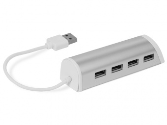 USB Hub на 4 порта с подставкой для телефона (серебристый, белый)
