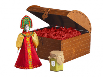 Подарочный набор: кукла фарфоровая, крем-мёд с лаймом и имбирем (красный, разноцветный)