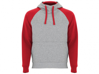 Толстовка с капюшоном Badet мужская (серый меланж, красный)