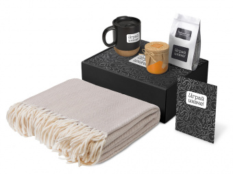 Подарочный набор Re:y. Nest с пледом, кружкой и вареньем (черный)
