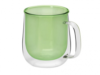 Кружка с двойными стенками Ubud (зеленый прозрачный , прозрачный)