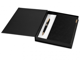 Подарочный набор Harold: блокнот А5, ручка шариковая (черный, золотистый)