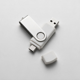 USB3.0/USB Type-C флешка на 16 Гб Квебек C (белый)