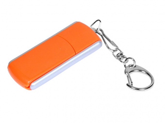 USB-флешка промо на 64 Гб с прямоугольной формы с выдвижным механизмом (оранжевый)