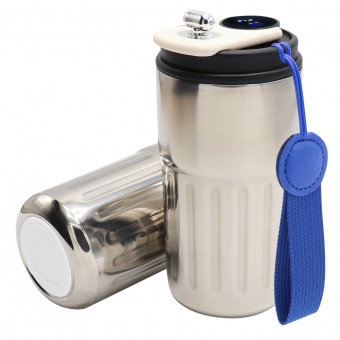 Термокружка Ashly To Go, серебристая/темно-синяя/белая