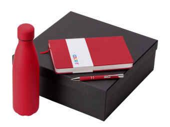 Подарочный набор Color it с блокнотом, металлической ручкой и термобутылкой (красный, красный) Подарочный набор Color it с блокнотом, металлической ручкой и термобутылкой (красный, красный)