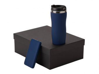 Подарочный набор COLOR IT c термокружкой и повербанком (темно-синий)