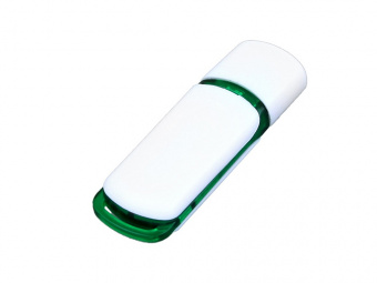 USB 2.0- флешка на 16 Гб с цветными вставками (зеленый, белый)