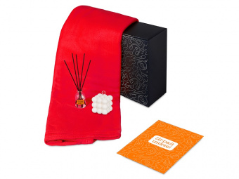 Подарочный набор Re:y. Cocoon с пледом, свечой и диффузором (красный)