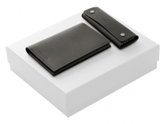 Подарочный набор Long River: обложка для паспорта, ключница (черный, белый) Подарочный набор Long River: обложка для паспорта, ключница (черный, белый)