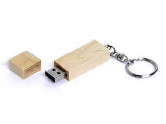 USB 2.0- флешка на 8 Гб прямоугольная форма, колпачок с магнитом (натуральный)