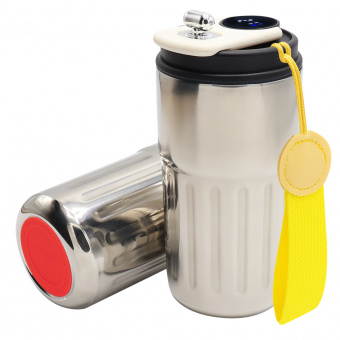 Термокружка Ashly To Go, серебристая/жёлтая/красная