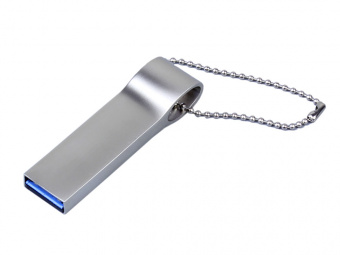USB 3.0-флешка на 128 Гб с мини чипом и боковым отверстием для цепочки (серебристый)
