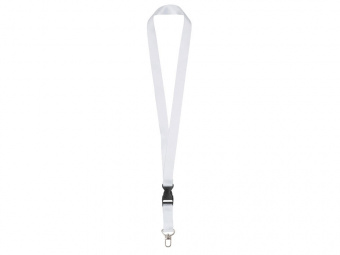 Ланъярд под сублимацию с карабином и межуровневым замком, 2,5 см (белый, черный)