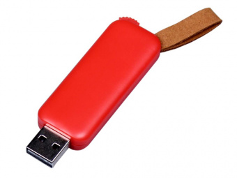USB 3.0- флешка промо на 64 Гб прямоугольной формы, выдвижной механизм (красный)