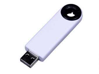 USB 2.0- флешка промо на 8 Гб прямоугольной формы, выдвижной механизм (белый, черный)