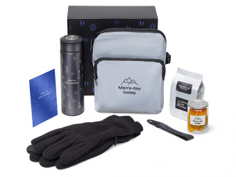 Подарочный набор Re:m. Step  с термосом, перчатками и сумкой (черный)