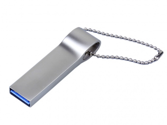USB 2.0-флешка на 128 Гб с мини чипом и боковым отверстием для цепочки (серебристый)